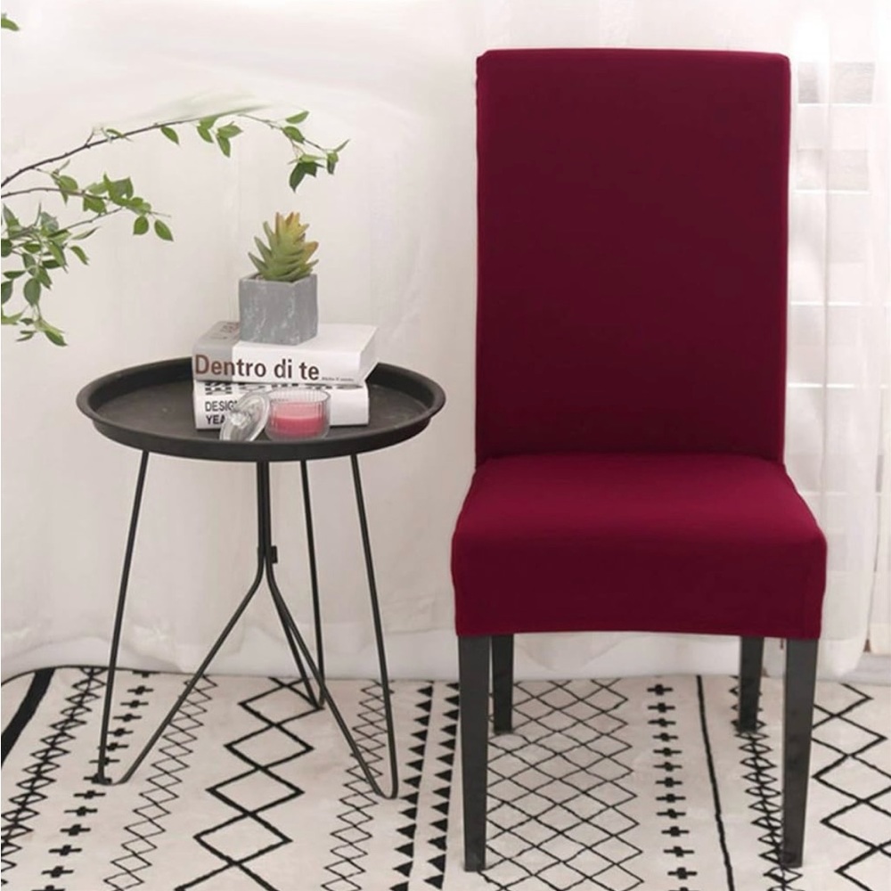 4 Burgundy Chair Slipcovers - Picture 2 of 5